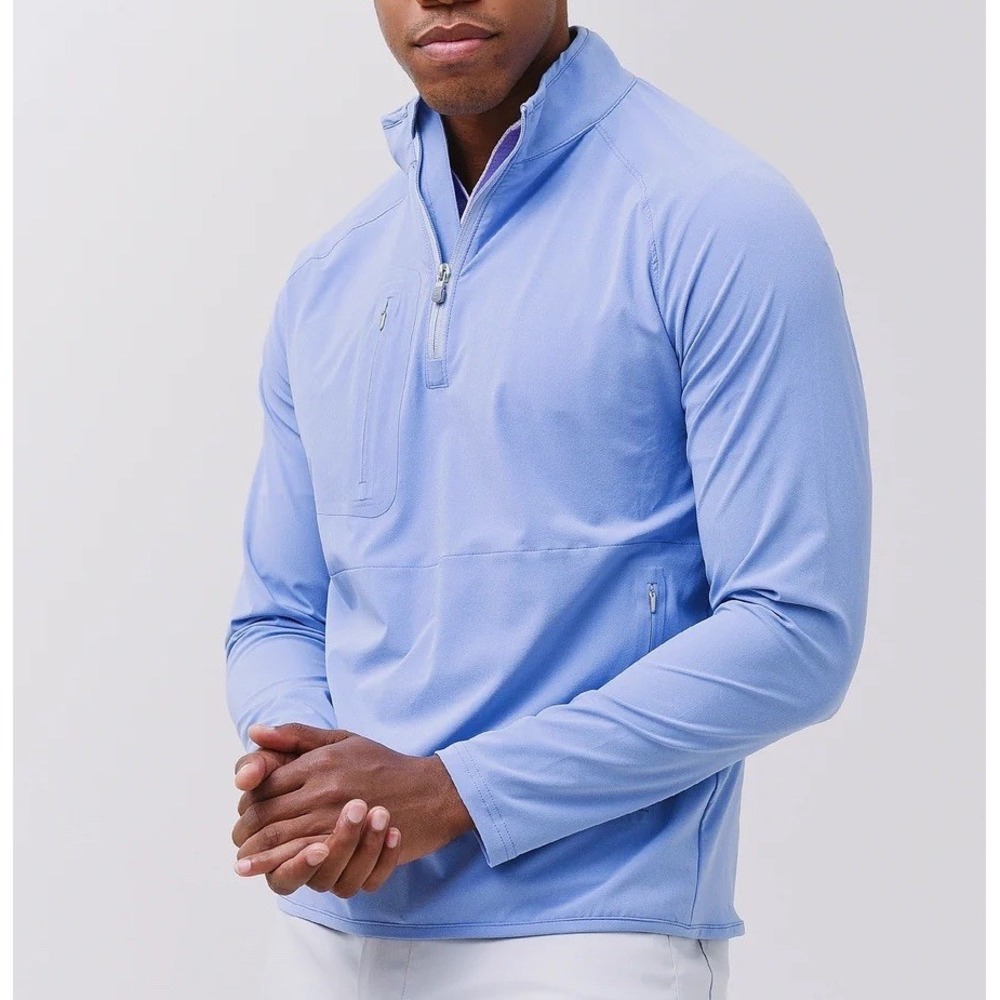 Peter Millar Crown Crafted Men's M Blue Half Zip Flex Adapt Pullover Dormie Golf